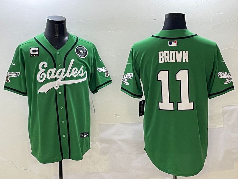 Men Philadelphia Eagles #11 Brown Green three generations Jointly Name 2025 Nike Limited NFL Jersey style 3